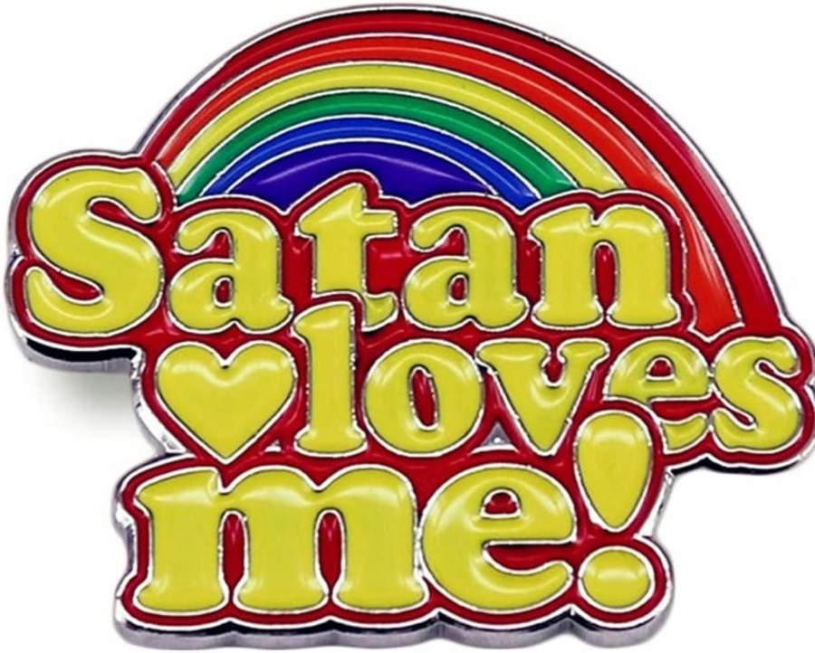 QUREZA Satan Loves Me Brooch Metal Creative Badge Satan Loves Me Iridescent Hard Enamel Pin Be A Good Luciferian Follower For Atheists And Mystics Suitable For Hats Jackets Canvas Bags Best