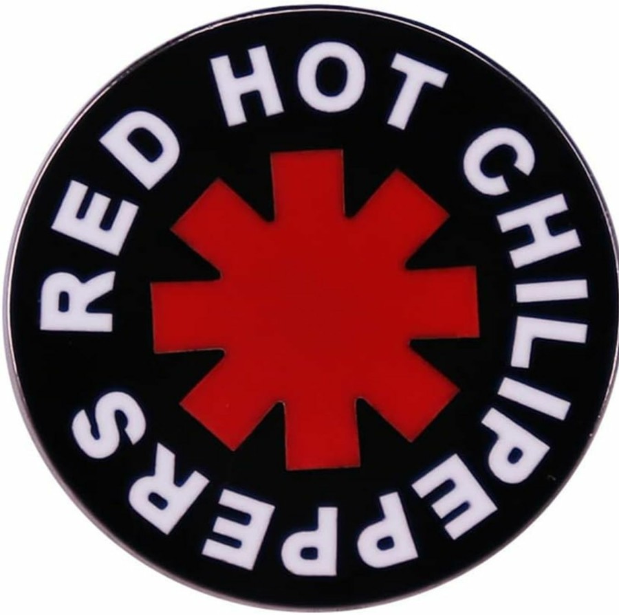 VNEWSCHI Red Hot Chili Peppers Brooch Rock Band Music Inspired Badge Classic Red And Black Black And White Color Scheme Enamel Pin Music Students Graduation Packing Gift Suitable For Scarf Sweater Shirt New