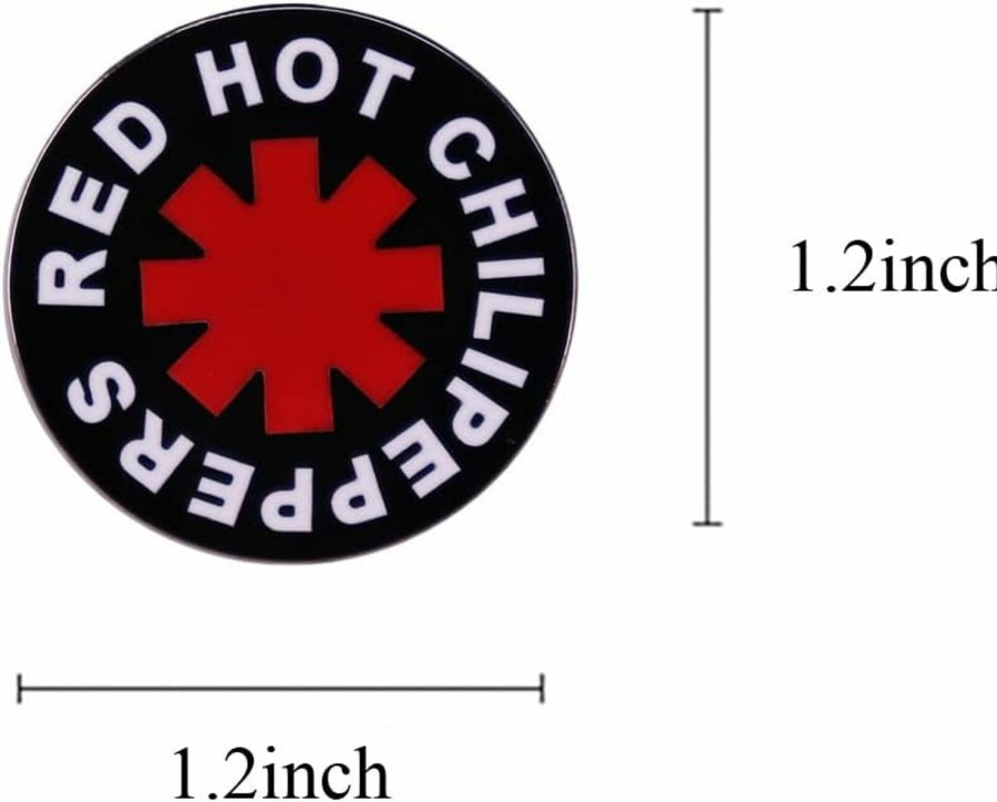 VNEWSCHI Red Hot Chili Peppers Brooch Rock Band Music Inspired Badge Classic Red And Black Black And White Color Scheme Enamel Pin Music Students Graduation Packing Gift Suitable For Scarf Sweater Shirt New