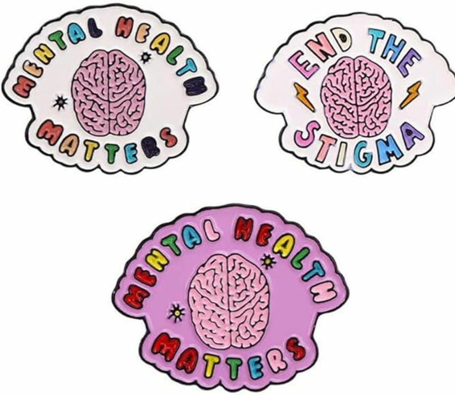 VISTABLUE Mental Health Matters Brain Brooch Pins Cartoon Colorful Brain Enamel Pin Metal Badges Lapel Pin Brooches Jackets Jeans Fashion Jewelry Accessories Hot