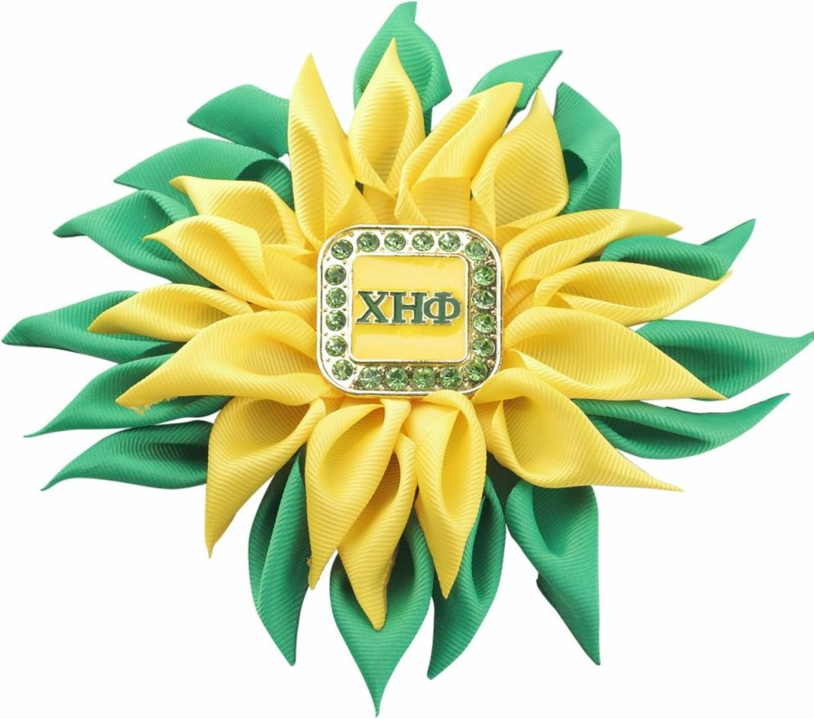 CENWA Cenwa Ceta Nursing Sorority Gift Chi E Nurses Green And Yellow Large Yellow Flower Brooch Wholesale