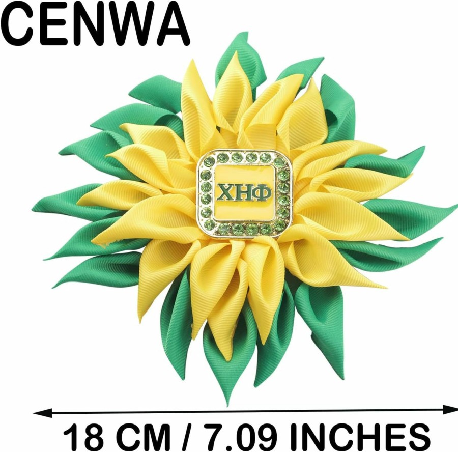 CENWA Cenwa Ceta Nursing Sorority Gift Chi E Nurses Green And Yellow Large Yellow Flower Brooch Wholesale