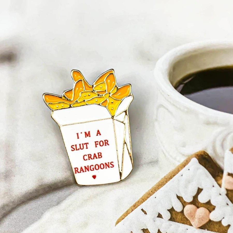 SKYFENGCN I'M A Slut For Crab Rangoons Pin - Fun Series - Enamel Lapel Pin - Plated Badge For Clothing, Bags, And Lanyards Best