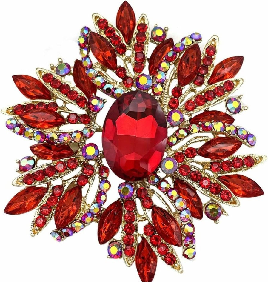 YOQUCOL Yoqucol Sunflower Shape Crystal Big Large Heavy Brooch Pin Rhinestone Scarf Decoration Corsage Cloth Pin For Women Girls Best