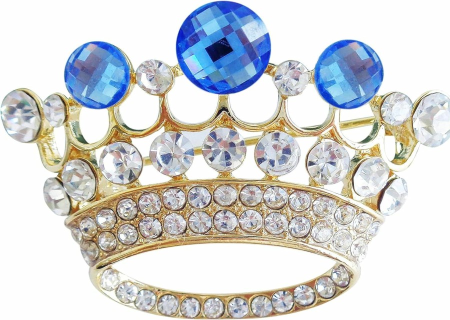 Navachi Navachi 18K Gold Plated Multicolor Crystal Royal Crown Brooch Pins Best