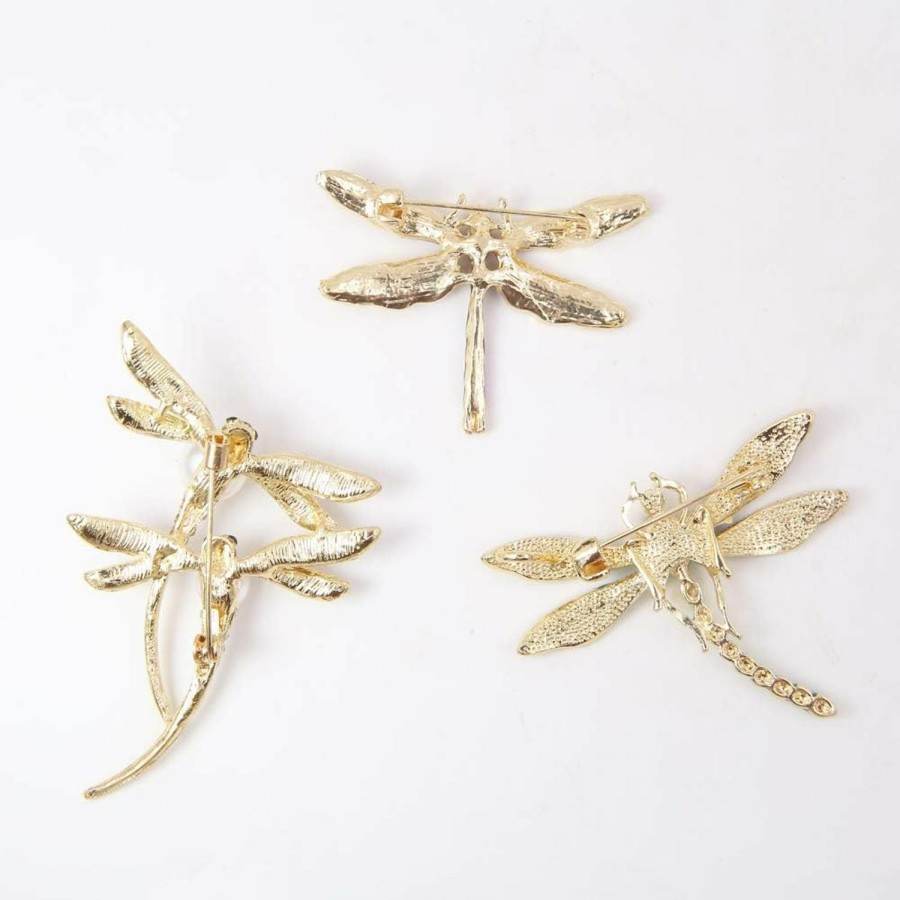 Apol 6 Pcs Dragonfly Themed Enamel Crystal Rhinestones Brooch Pin Women Jewelry Clothes Dress Scarf Decoration Lapel Pin New