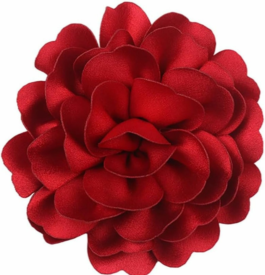 FUTIMELY Dainty Satin Fabric Rose Flower Large Brooch Pin Handmade Big Camellia Brooch Lapel Pins Wedding Party Dance Banquet Dress Suit Ceremony Clothes Accessories Jewelry Gifts For Women Clearance