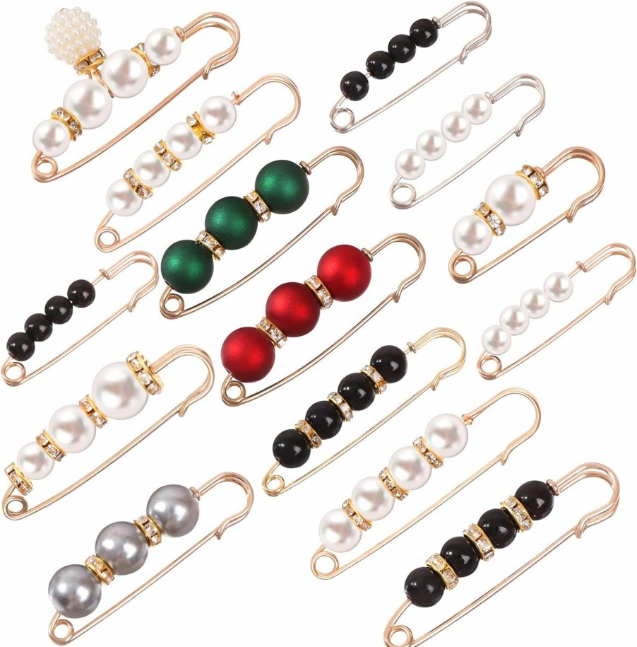 Beupy 14 Pieces Pearl Scarf Brooch Pin Assorted Muslim Scarf Hijab Clips Small Brooch Set Metal Clips For Headscarf Shawl Muslim Women Scarves Hijab Safety Shawl Brooch Pins For Women Men Online