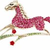 Navachi Navachi 18K Gold Plated Crystal Galloping Steeds Horse Brooch Pin Wholesale