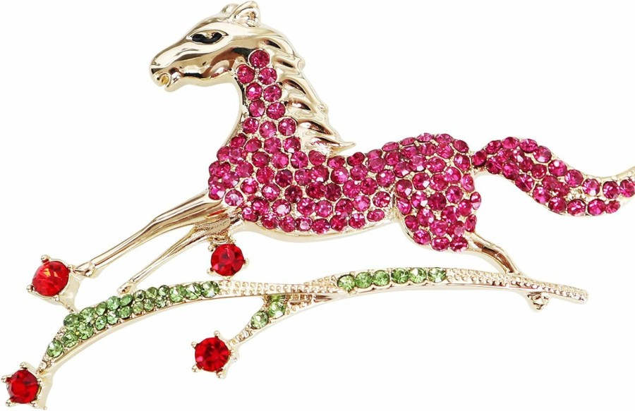 Navachi Navachi 18K Gold Plated Crystal Galloping Steeds Horse Brooch Pin Wholesale