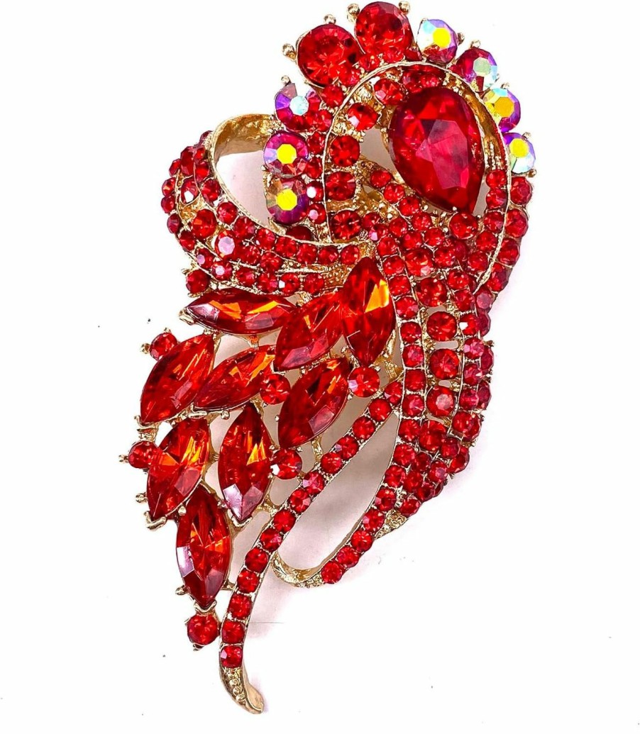 LAXPICOL Laxpicol Vintage Clear Austrian Crystal Elegant Flower Bouquet Wing Brooch For Women Best