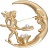 liveliwithmin Gold Moon Sun Brooch Pin Vintage Moon Sun Face Lapel Pin Dainty Half Moon With Flaming Sun Safty Pin Fairy Planet Badges For Hat Bag Pants New