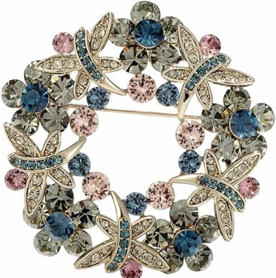 EUDAIMIA Brooch Pins Butterfly Bauhinia Flower Crystal Rhinestone Lapel Brooches For Women Girls Fashion Jewelry Gift Clearance