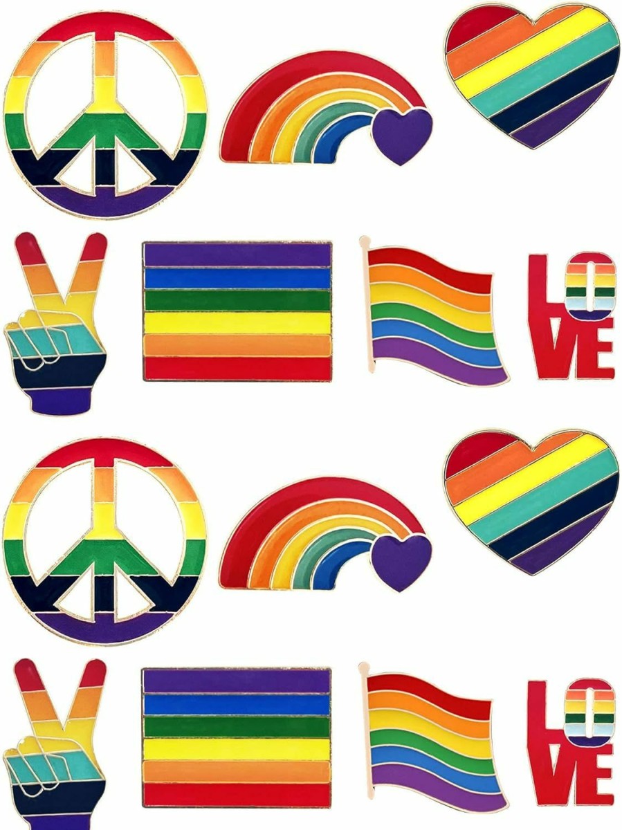 Aflyu 14 Pieces Gay Pride Rainbow Brooch Pins Lgbt Lapel Button Pins For Clothes And Bags Clearance