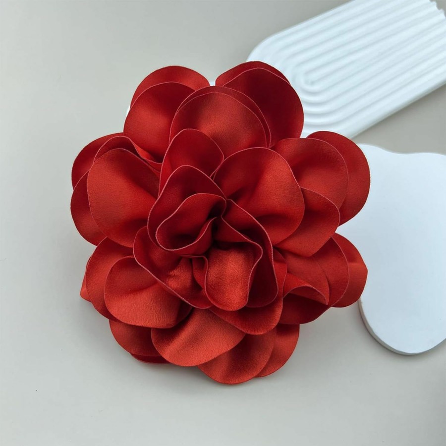 hadico Camellia Flower Brooches And Pins For Women Elegant Floral Brooch Pins Large Corsage Red Fabric Flowers For Dresses Weddings Prom Dance Party Hot