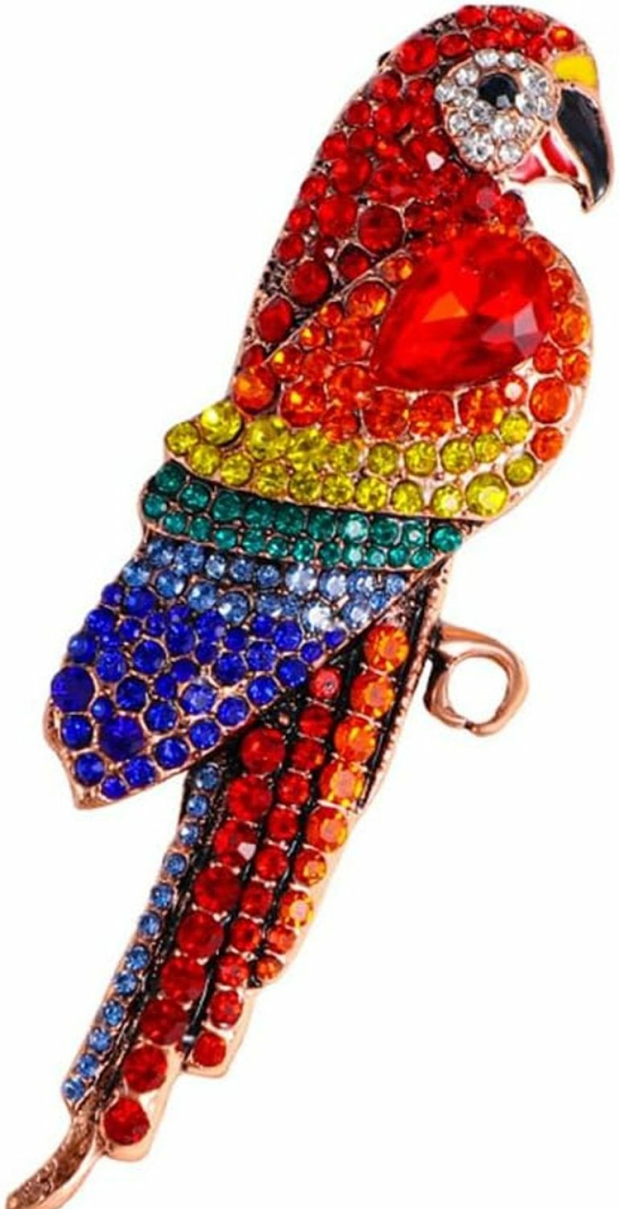 Hebelee Vintage Cz Colorful Parrot Brooch Pin For Women Girls Rose Gold Plated Exaggerated Birthstone Animal Bird Brooches Lapel Pins Christmas Birthday Anniversary Ornament Dress Accessories Delicacy Jewelry Gift Best