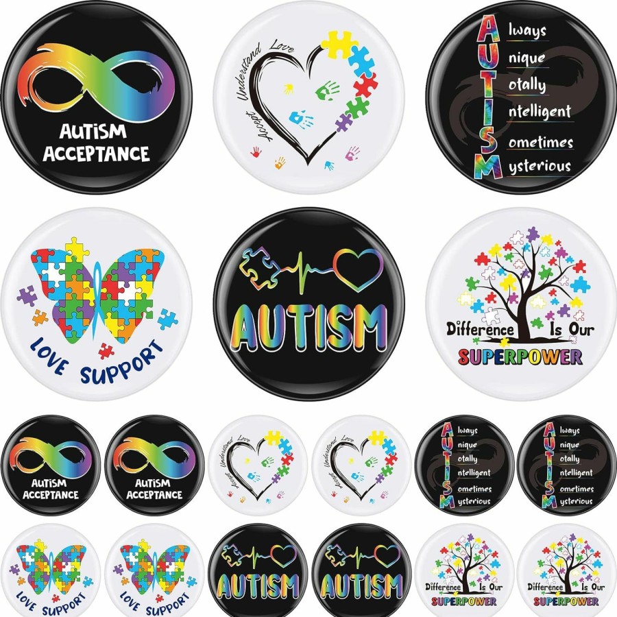 Junkin Bulk Autism Pins Autism Acceptance Button Pins Puzzle Ribbon Infinity Badge Brooch Pinback For Autism Awareness Month Online