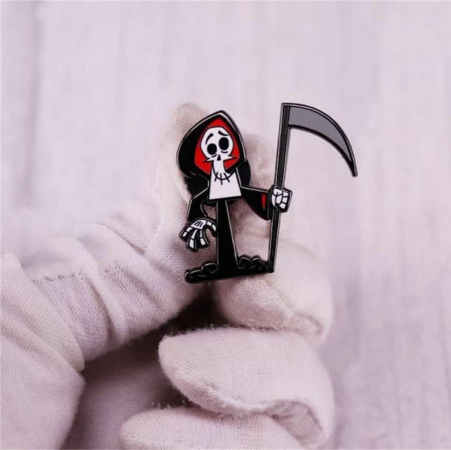 pmkvgdy The Grim Reaper Enamel Pin Cartoon Movie Halloween Style Badges Lapel Pin Death Pin Brooch For Bags Cool Stuff Jewelry Accessories Clearance