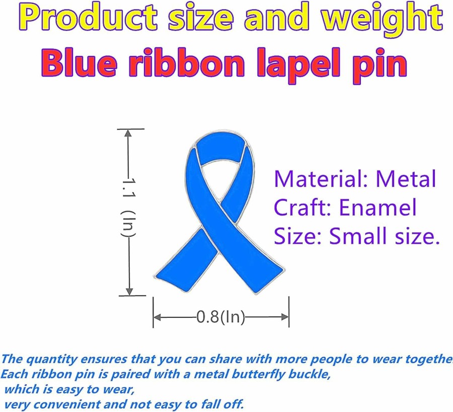 Joixy 25/50/100 Pcs Metal Blue Ribbon Enamel Lapel Pin Colon Cancer Awareness Product Blue Ribbon Pins Bulk Hot