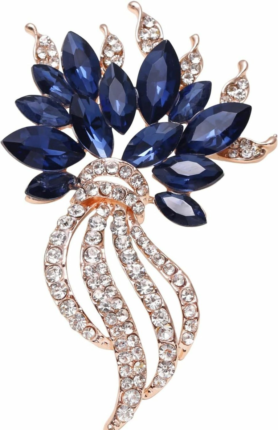 CUFTS Blue Austrian Crystal Brooch Pins Fashion Elegant Rhinestone Brooch Jewelry Gift For Women, Girls, Ladies Best