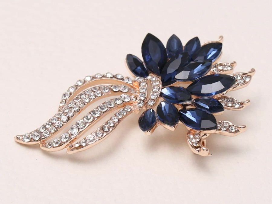 CUFTS Blue Austrian Crystal Brooch Pins Fashion Elegant Rhinestone Brooch Jewelry Gift For Women, Girls, Ladies Best