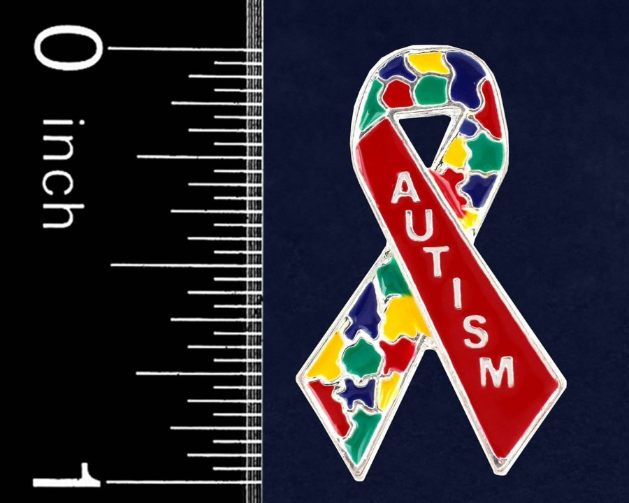 Fundraising For A Cause Fundraising For A Cause | Autism Word Ribbon Pins Autism Lapel Pins For Autism Awareness In A Bag Hot