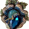 QUREZA Rose Crystal Flower Brooch Vintage Palace Style Rhinestone Lapel Pin Wedding Bride Large Brooches For Woman Jewelry Clothing Decoration Christmas Gift Wholesale