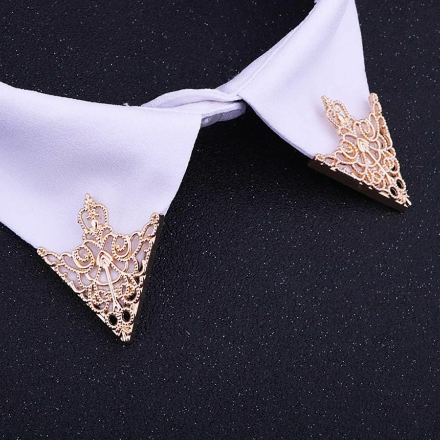 MXUHUI Retro Hollow Pattern And Angle Triangle Collar Pins Brooch Clip Pin Brooches Shirt Collar Decoration Parts Hot