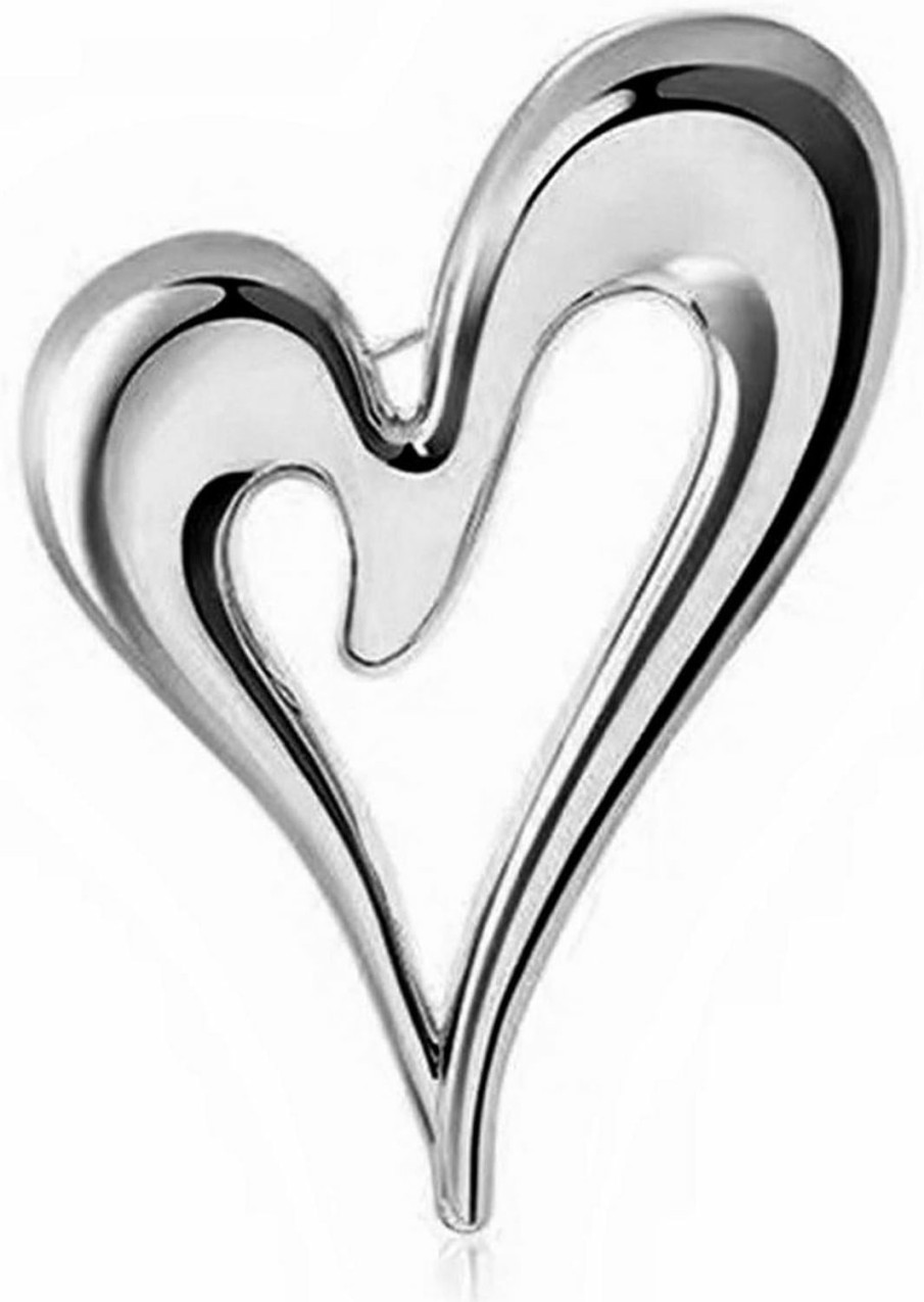 EUDAIMIA Eudaimia Brooch Pins Heart Silver Cute Lapel Hijab Brooches For Women Fashion Jewelry Gift Best