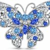 Bling Jewelry Large Statement Crystal Accent Yellow Orange Golden Aqua Blue Black Clear Garden Dragonfly Firefly Fluttering Filigree Butterfly Brooch Scarf Pin For Women Teens Silver Gold Plated Online