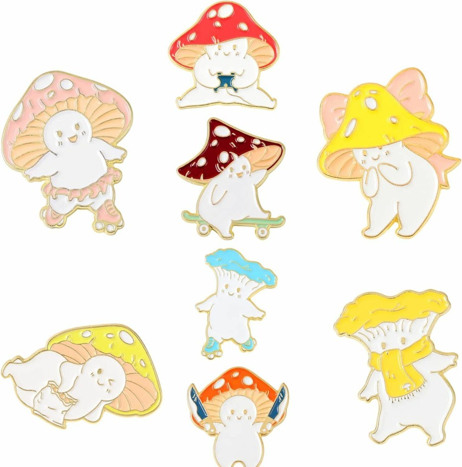 Gillna Cute Enamel Brooch Pins Sets Cartoon Mushroom Brooches Cat Frog Hedgehog Animal Plant Brooch Pin For Backpack Clothes Diy Party Decoration Online