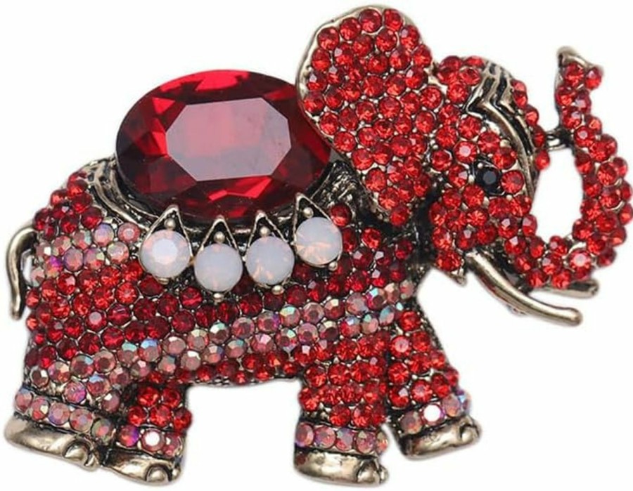 KORKUS Rhinestone Elephant Brooch Vintage Rhinestone Elephant Brooch Exotic Gemstone Diamond Elephant Corsage Creative Alloy Animal Pins Gowns Suits Elegant Decoration Men Women Jewelry Gifts Clearance