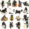 Giegxin Giegxin 17 Pieces Black Crow Kitty Pins Set Cute Christmas Kawaii Cat Backpack Brooch Pins Moon Rose Lapel Pin Aesthetic Badges For Women Men Clothing Bags Art Lapel Jackets Hats Diy Accessories Gift Clearance