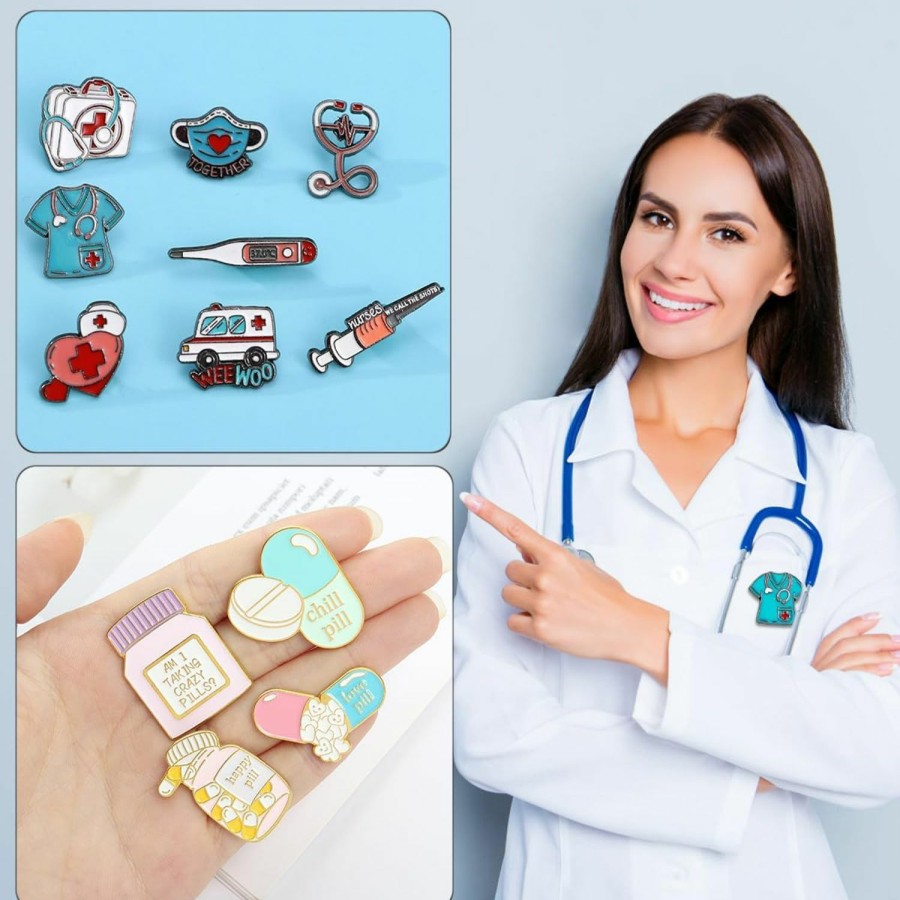 fiintrwa 29 Pcs Nurse Stethoscope Enamel Pins Cute Brooch Pins Inspirational Cartoon Lapel Pins Badges Doctor For Nurses' Day Gifts Hat Jacket Bag Decor Online