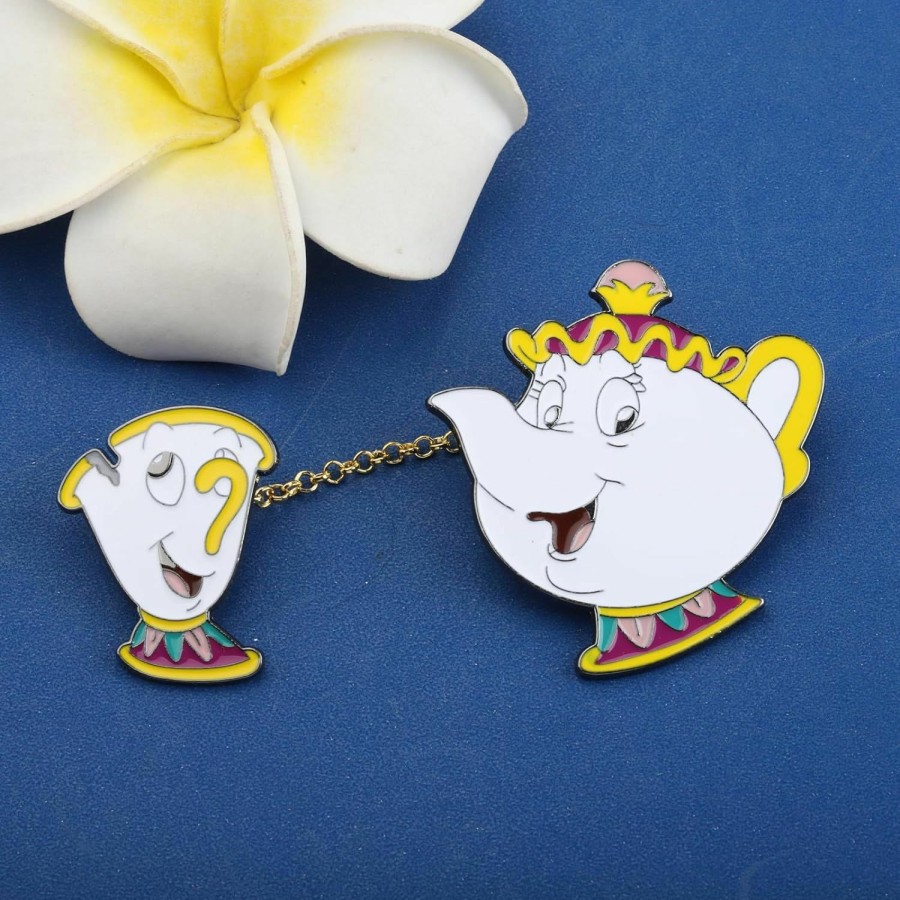 KEYCHIN Keychin Mrs.Potts And Chip Brooch Beauty Beast Inspired Gifts Mrs. Potts Tea & Biscuit Jewelry For Women Girls Wholesale