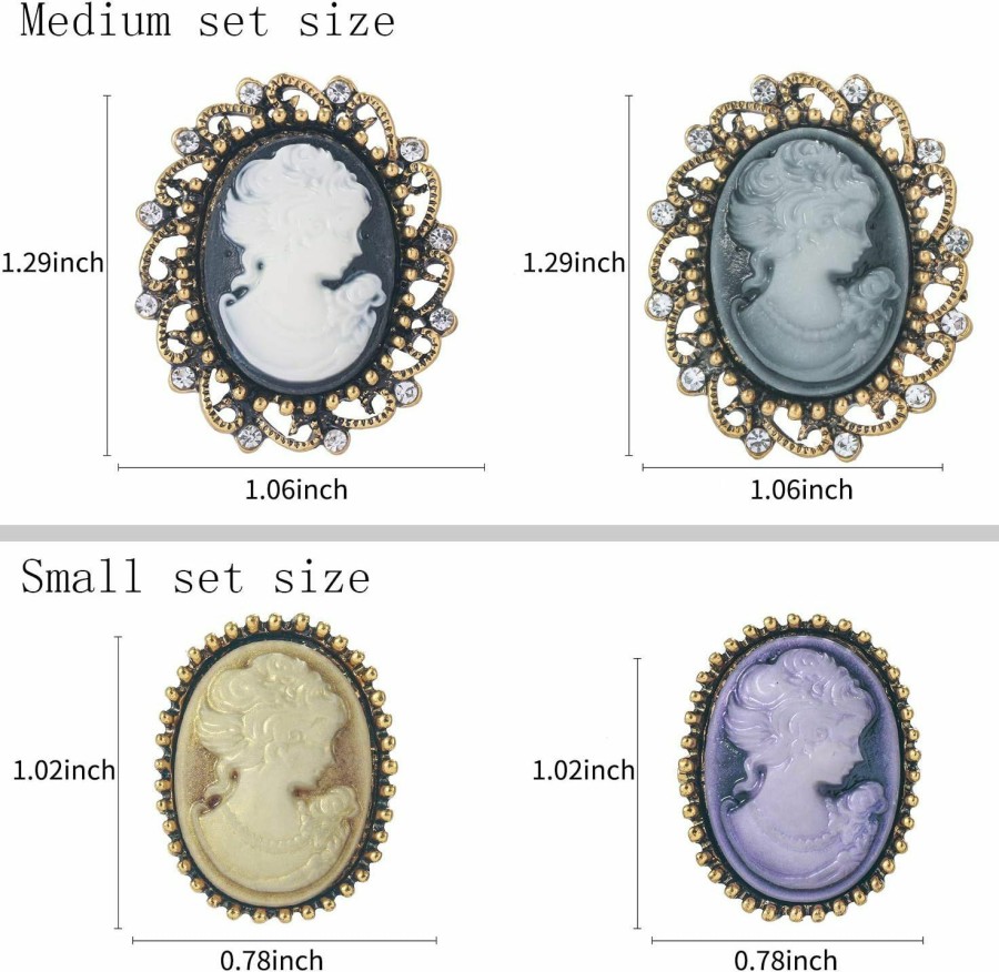 MEEDOZ Meedoz Women'S Multicolor Crystal Rhinestone Vintage Victorian Cameo Flower Brooch Pin Set For Lady Jewelry Gift Online