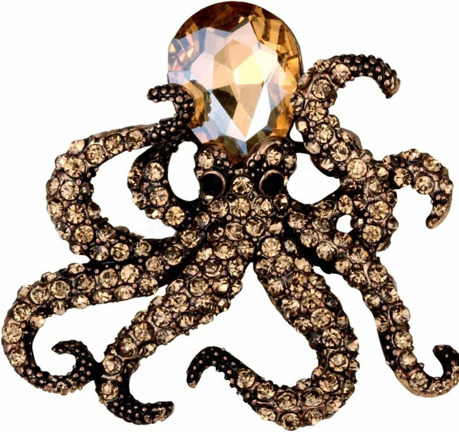 YACQ Yacq Jewelry Crystal Creepy Octopus Pin Brooch For Halloween Costume Accessories Party Women Teen Girl Wholesale