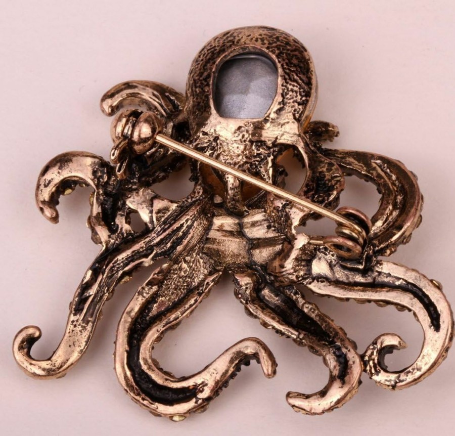 YACQ Yacq Jewelry Crystal Creepy Octopus Pin Brooch For Halloween Costume Accessories Party Women Teen Girl Wholesale