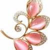 Navachi Navachi 18K Gold Plated Opal Leaves Crystal Branches Brooch Pins Online