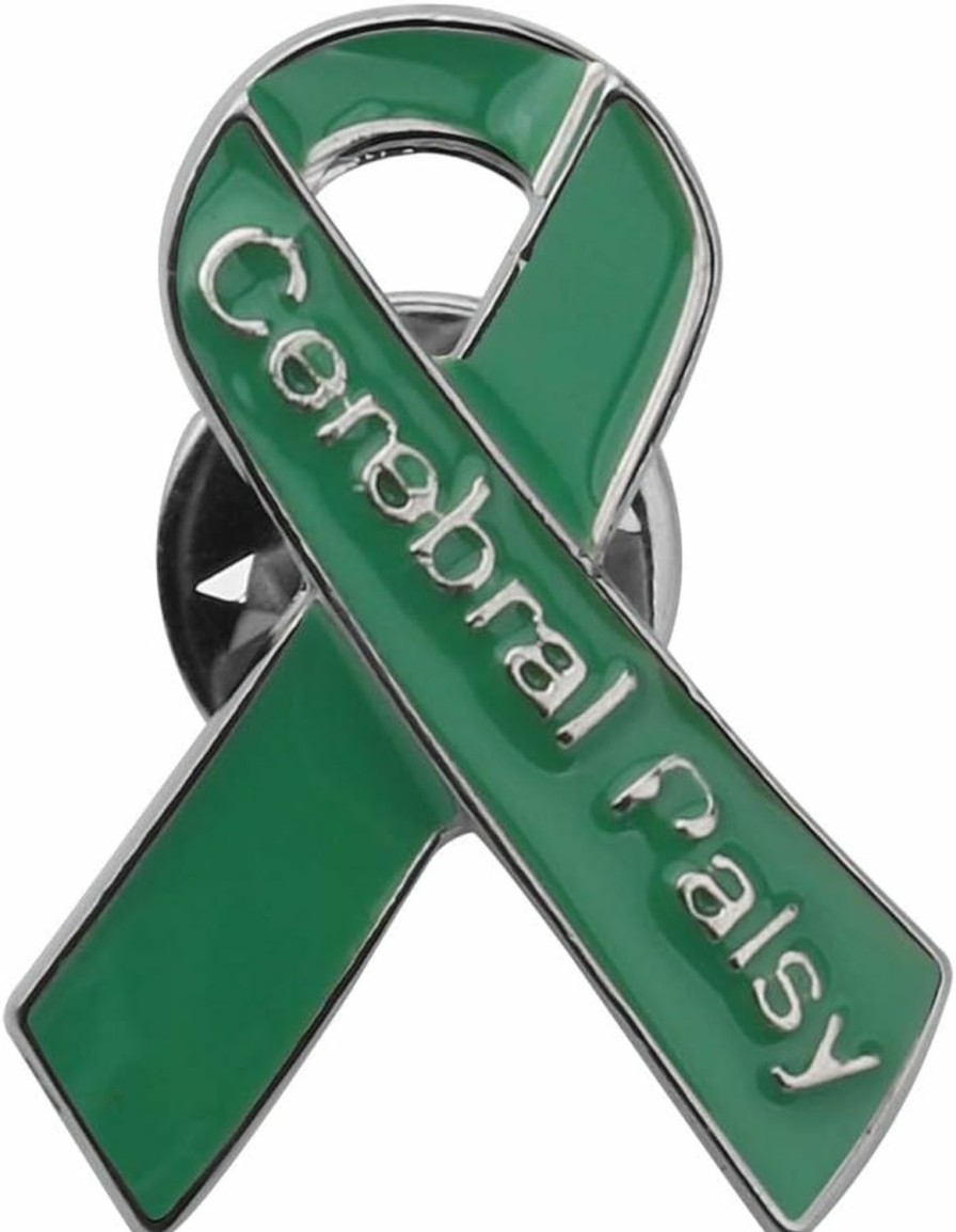 CENWA Cerebral Palsy Awareness Ribbon Pin Cerebral Palsy Awareness Month Gifts Green Ribbon Pin Best