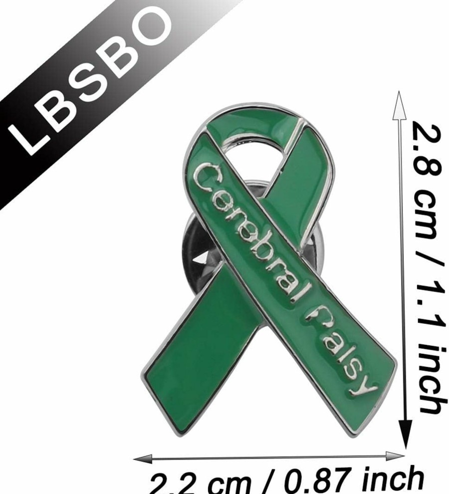 CENWA Cerebral Palsy Awareness Ribbon Pin Cerebral Palsy Awareness Month Gifts Green Ribbon Pin Best