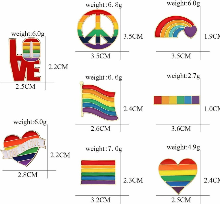 Hananona Hananona 8 Pcs Pride Gay Rainbow Flag Lapel Pins Enamel Lgbt Lapel Pins Rainbow Brooch Lgbtq Decoration For Clothes And Bags New