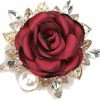 OIDIMS Elegant Rose Flower Brooch Pin For Women Men Wedding Party Gentleman'S Essentials Handmade Crystal Pearl Fabric Flower Lapel Pin Dress Suit Accessories Boutonniere Ideas Gift Valentine'S Day New