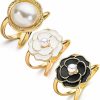 genenic Genenic 3Pcs Elegant Pearl Floral Scarf Ring Clip Camellia Flower Scarf Buckle For Women Scarf Ring Buckle Women Wholesale