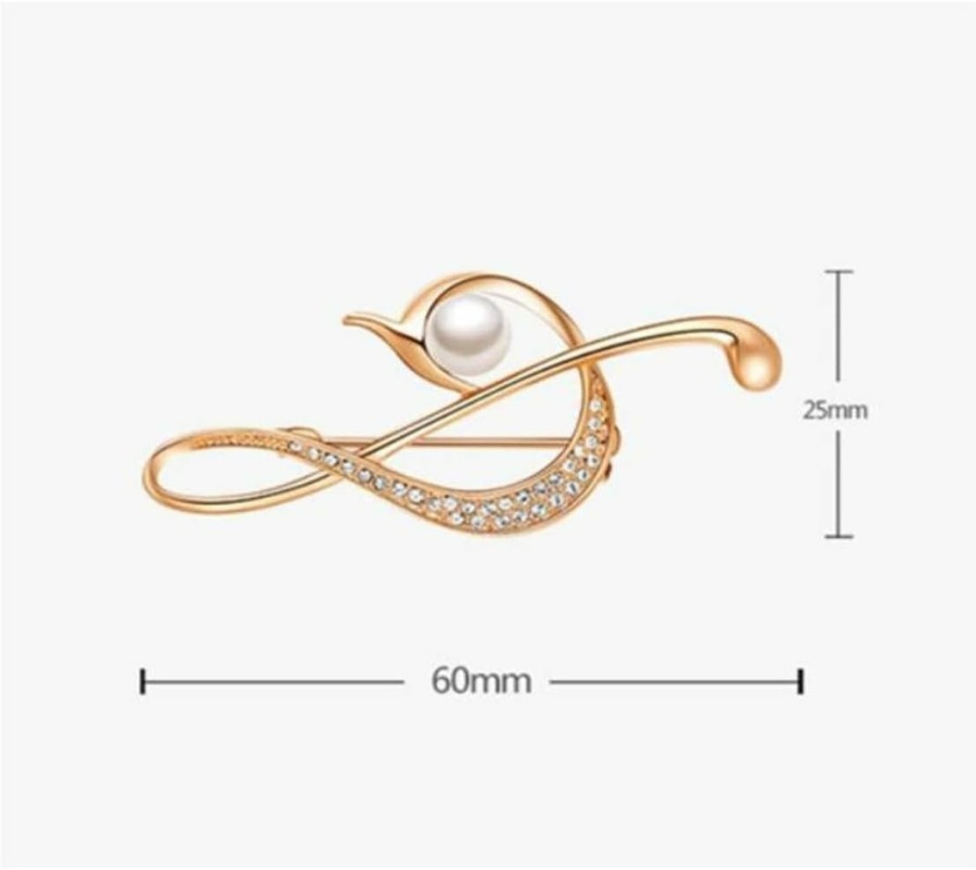 GUMEGE Gold Pearl Music Note Brooch Crystal Rhinestones Musical Signs Brooch Lapel Pins For Women Singer Party Concert Accessories Gift Hot