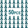 TSYMINQC 50 Pieces Teal Ribbon Pins Teal Awareness Lapel Brooches For Cervical Ovarian Cancer, Substance Abuse, Sexual Violence Awareness Best