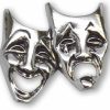 Real Metal Comedy Tragedy Masks Theater Jacket Or Hat Pin Silver Finish Pewter Hot