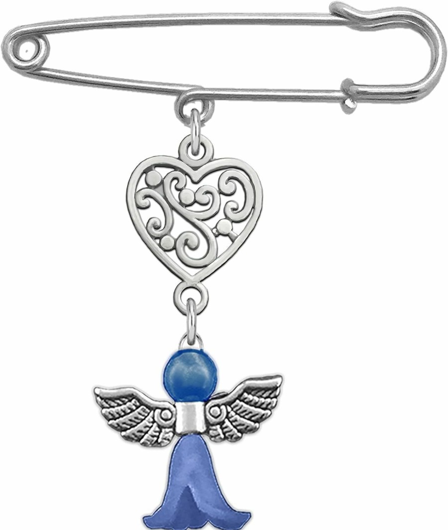 MemoriPix Something Blue Angel Charm For Bride On Wedding Day Blue Guardian Angel Pin Clearance