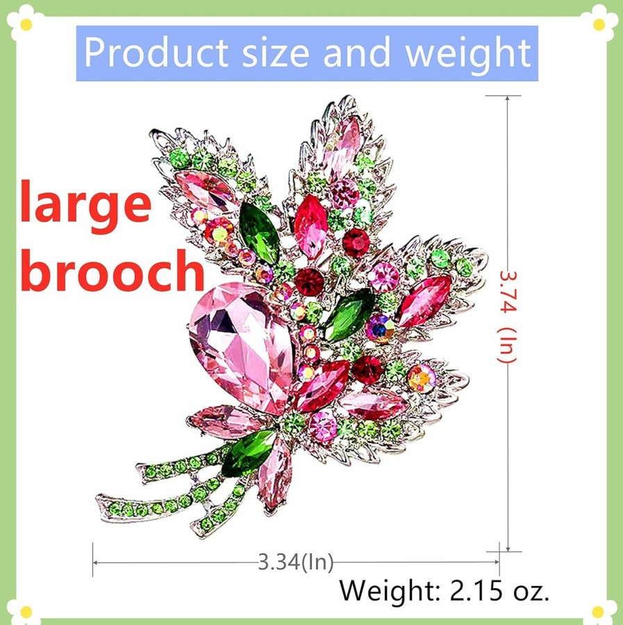 HAFILO Large Women'S Elegant Austrian Color Crystal Rhinestone Leaf Bouquet Brooch Pins For Women Fashion Brooches Pins Wholesale