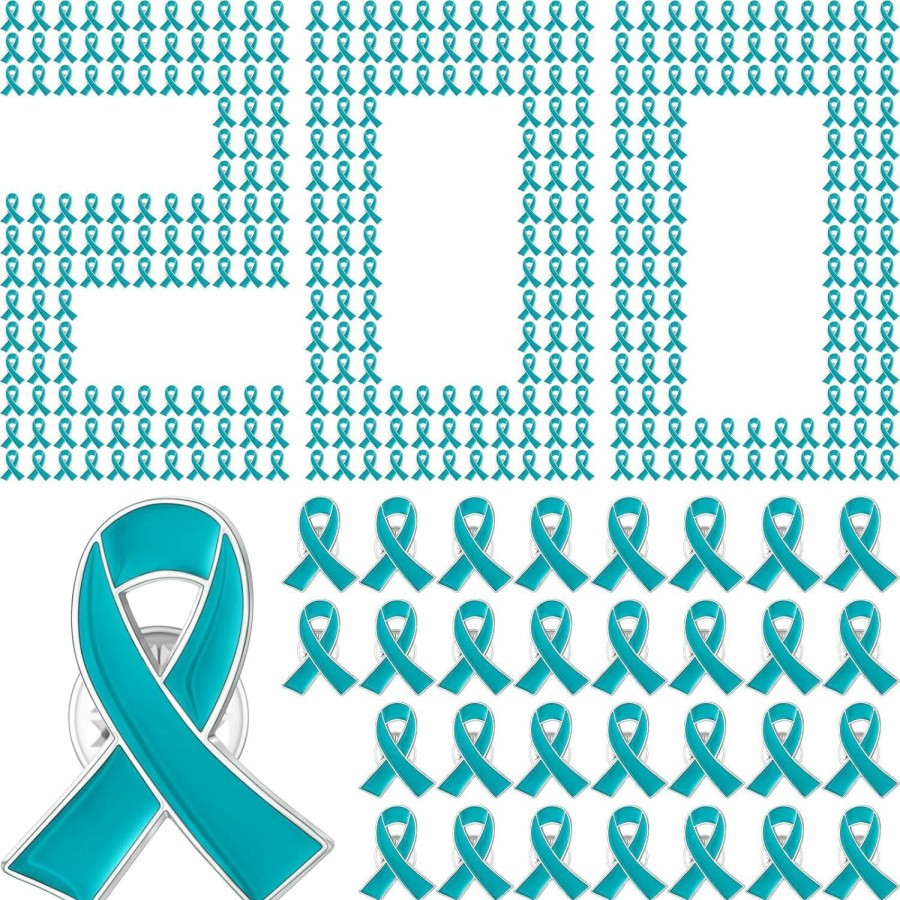 Sasylvia Teal Ribbon Awareness Lapel Pins Ovarian Cervical Cancer Awareness Sexual Assault Awareness Brooch Individual Pack New